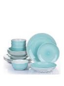 Boxed 16 Piece Aqua Blue Spin Wash Dinner Set RRP £50 (18604) (Appraisals Available Upon Request)(