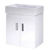 Boxed 450mm Wall Mount Gloss White Cabinet RRP £40 (19346) (Pictures Are For Illustration Purposes