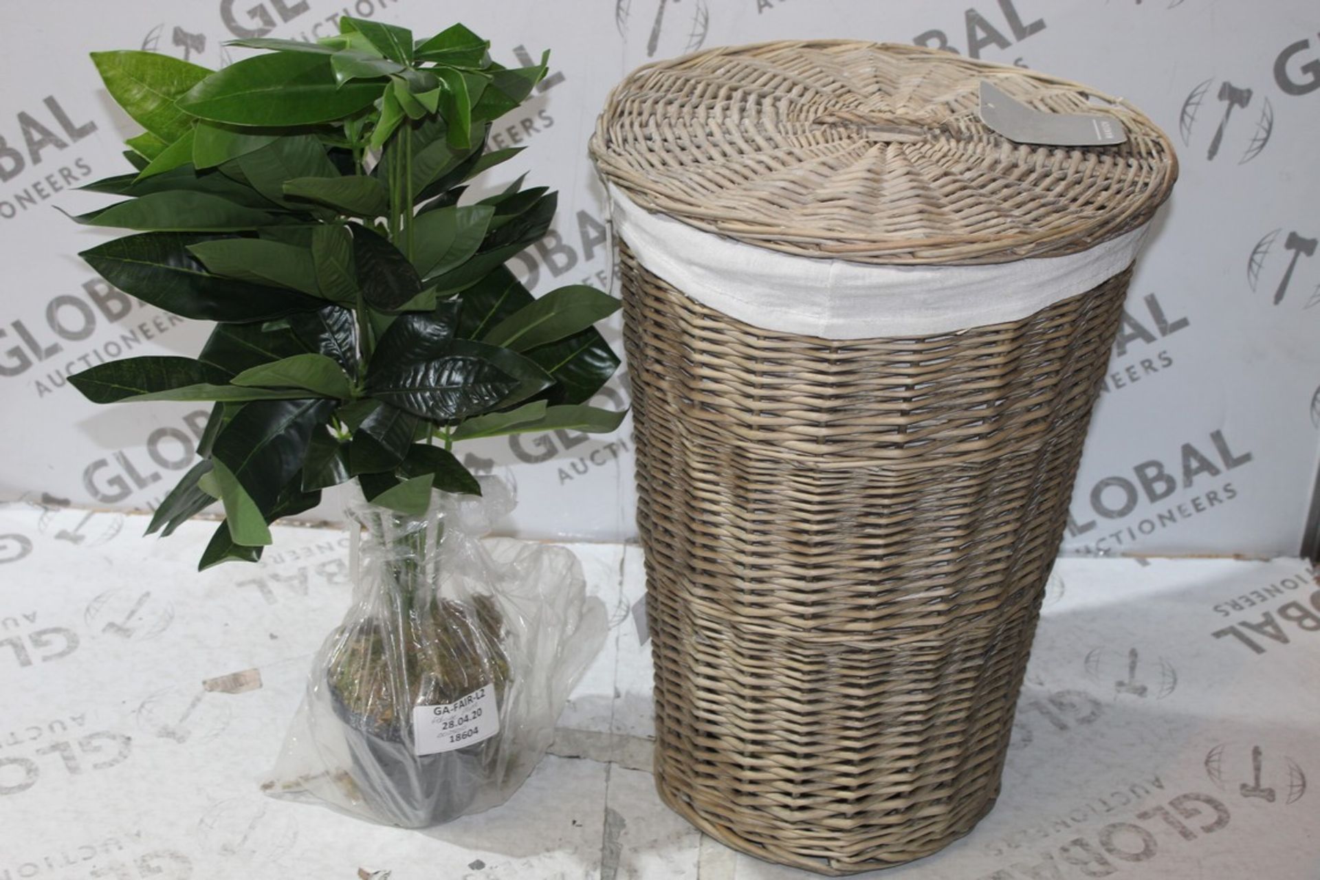 Assorted Items To Include Wicker Laundry Basket & Artificial Potted Plant RRP £30 Each (18604) (