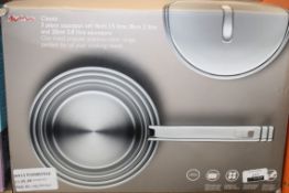 Boxed John Lewis & Partners 3 Piece Sauce Pan Set RRP £110 (NBW693946) (Pictures Are For