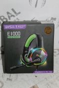 Boxed Pair Of EKSA E1000 7.1 Channel Surround Sound Black And Green Gaming Headphones With