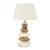 Boxed Pacific Lighting Lisbon White Natural Ceramic Pebbles Stacking Table Lamp RRP £80 Each (18917)