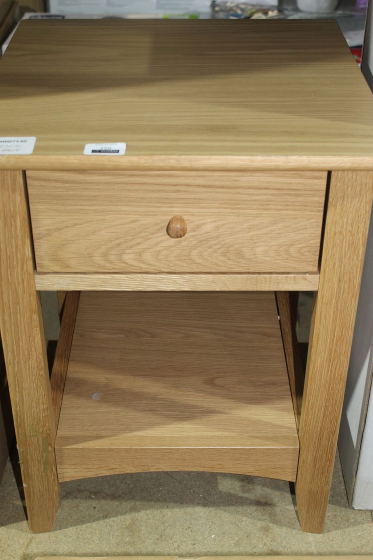 Solid Light Oak Single Drawer Side Table With Slight Damage RRP £140 (BUN610419) (Appraisals