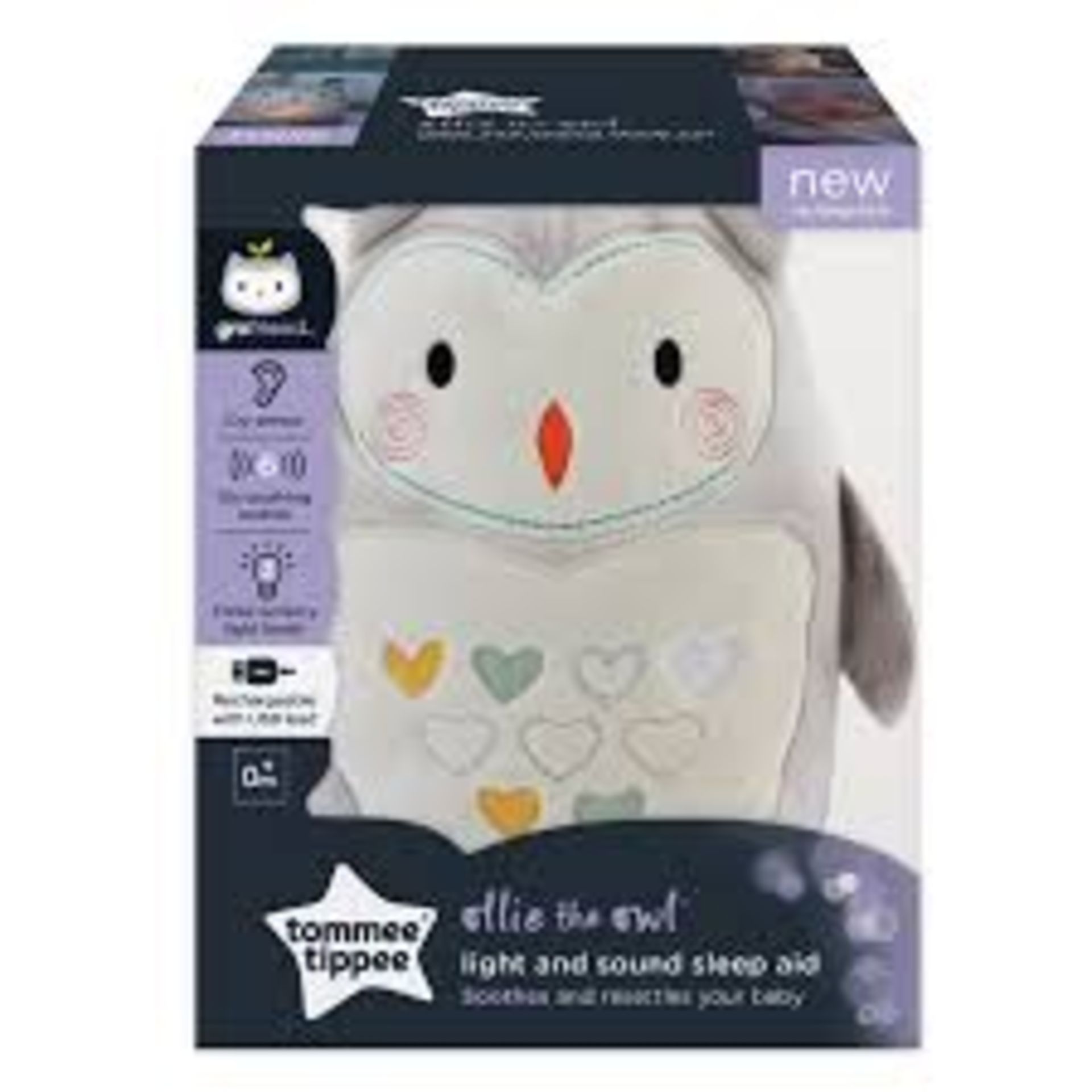 Boxed Tommee Tippee Ollie The Owl Light & Sound Sleeping Aid RRP £45 (MBW6285) (Pictures For