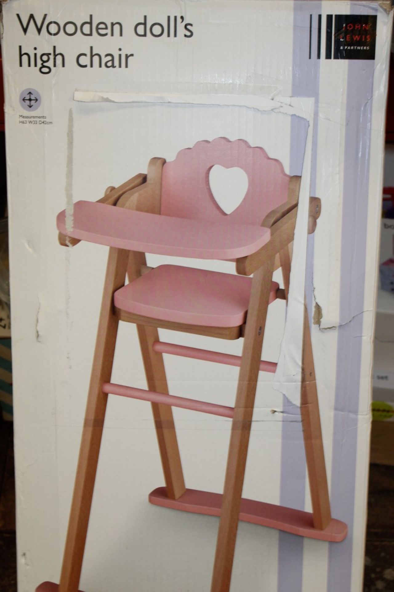 Boxed John Lewis & Partners Wooden Dolls Toy Highchair RRP £50 (NBW589854) (Pictures Are For