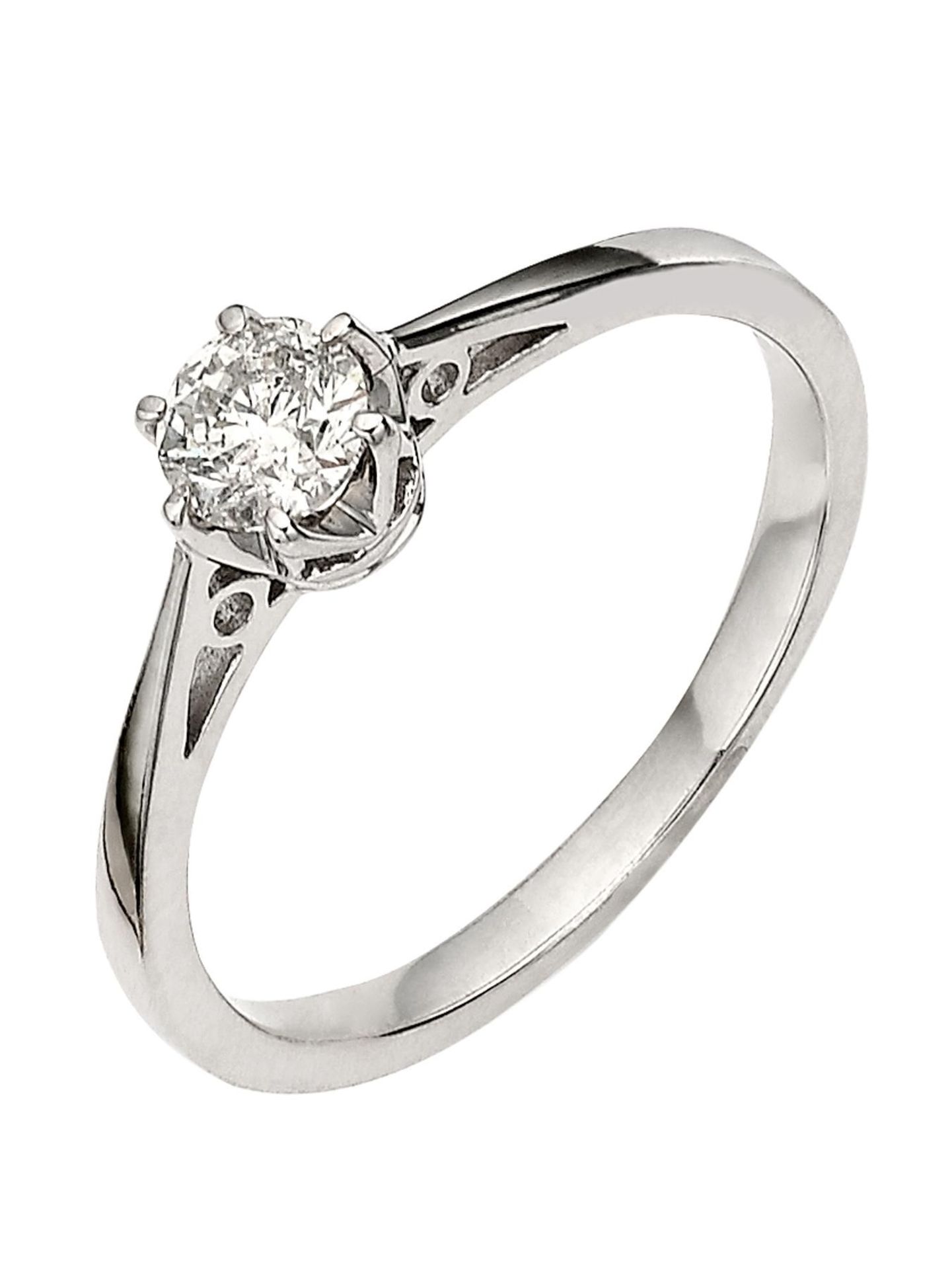 Diamond Solitaire Engagement 9ct White Gold Ring RRP £635 Size K