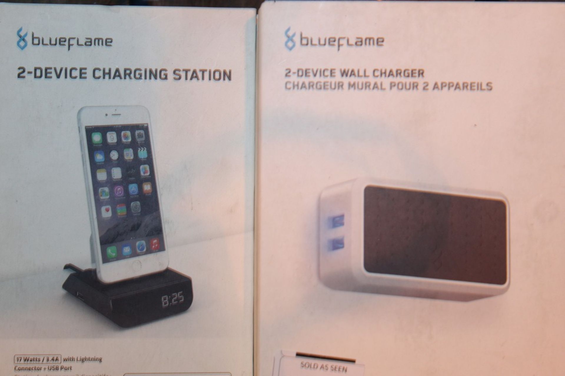 Lot To Contain 3 Assorted Brand New Blue Flame Charging Items To Include 2 Device Wall Chargers &
