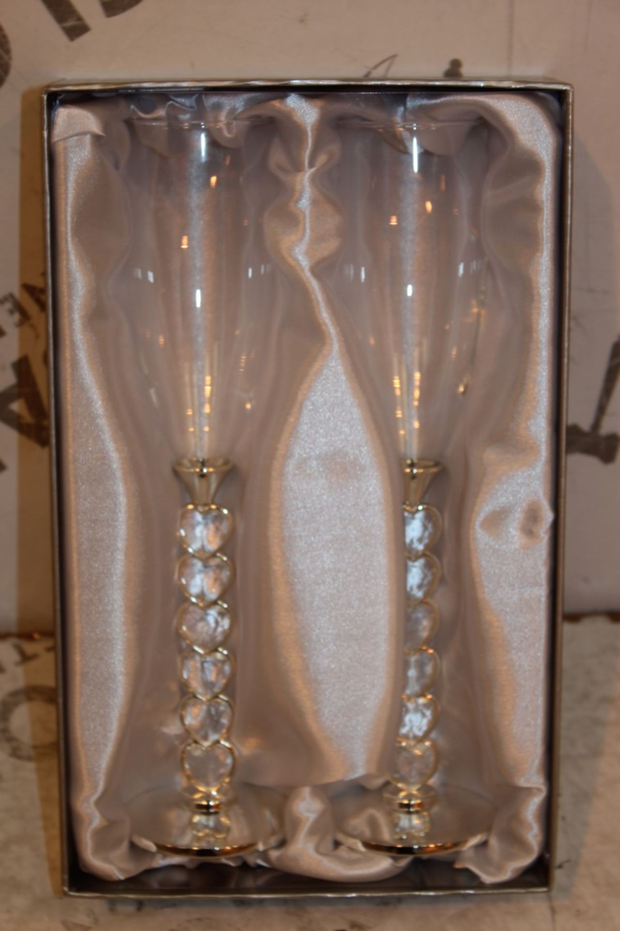 Boxed Twin Pack Heart Stem Champagne Flutes RRP £30 Each (Pictures Are For Illustration Purposes