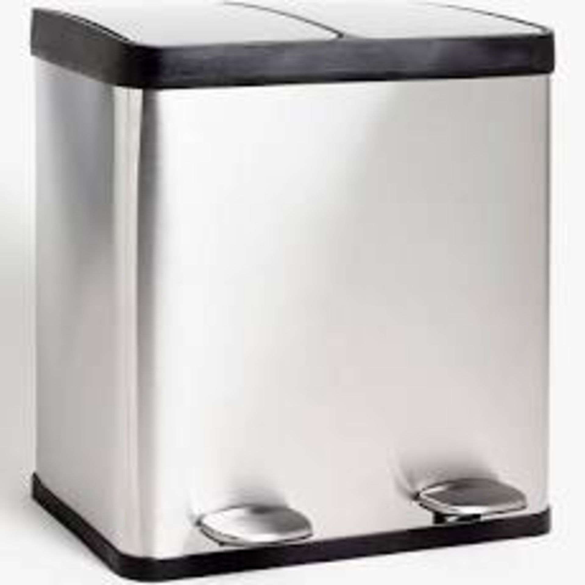 Boxed 40 Litre Stainless Steel 2 Compartment Recycling Bin With Soft Close Lid RRP £75 (718472) (