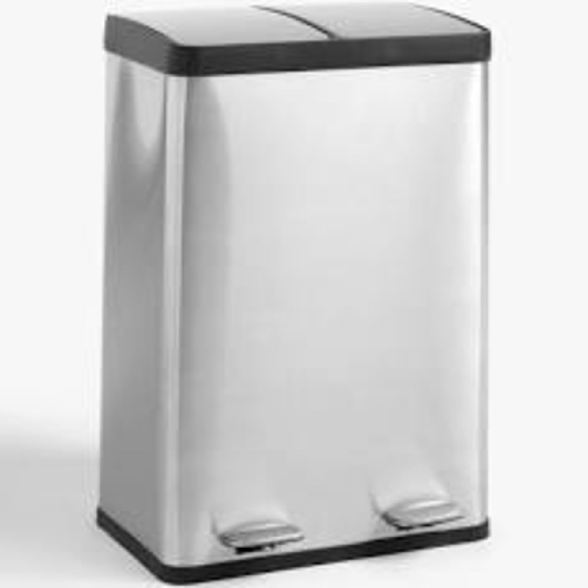 Boxed John Lewis & Partners 60 Litre Stainless Steel 2 Compartment Recycling Bin RRP £85 (76640) (