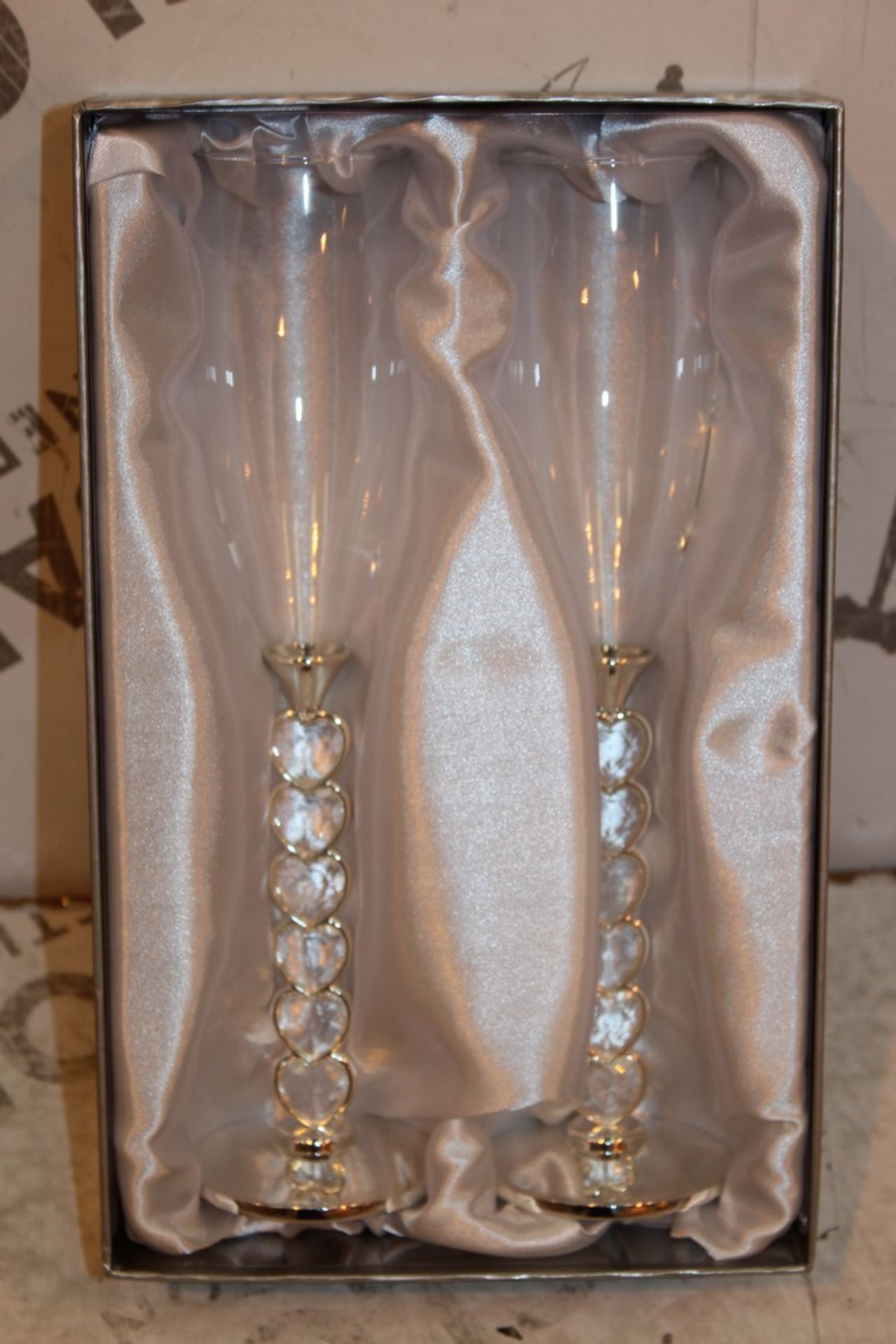 Boxed Twin Pack Heart Stem Champagne Flutes RRP £30 Each (Pictures Are For Illustration Purposes