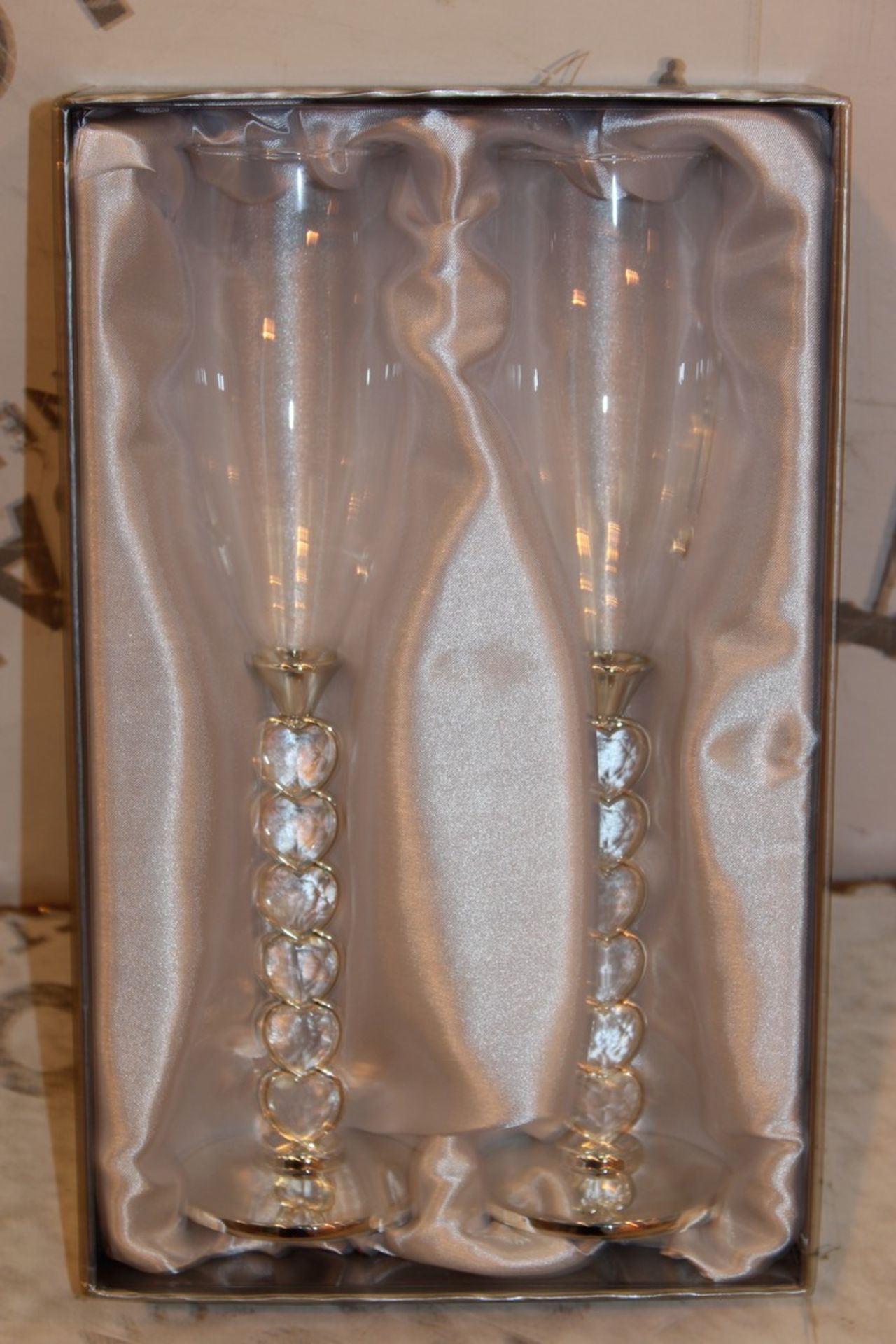 Boxed Twin Pack Heart Stem Champagne Flutes RRP £50 Each (Pictures Are For Illustration Purposes