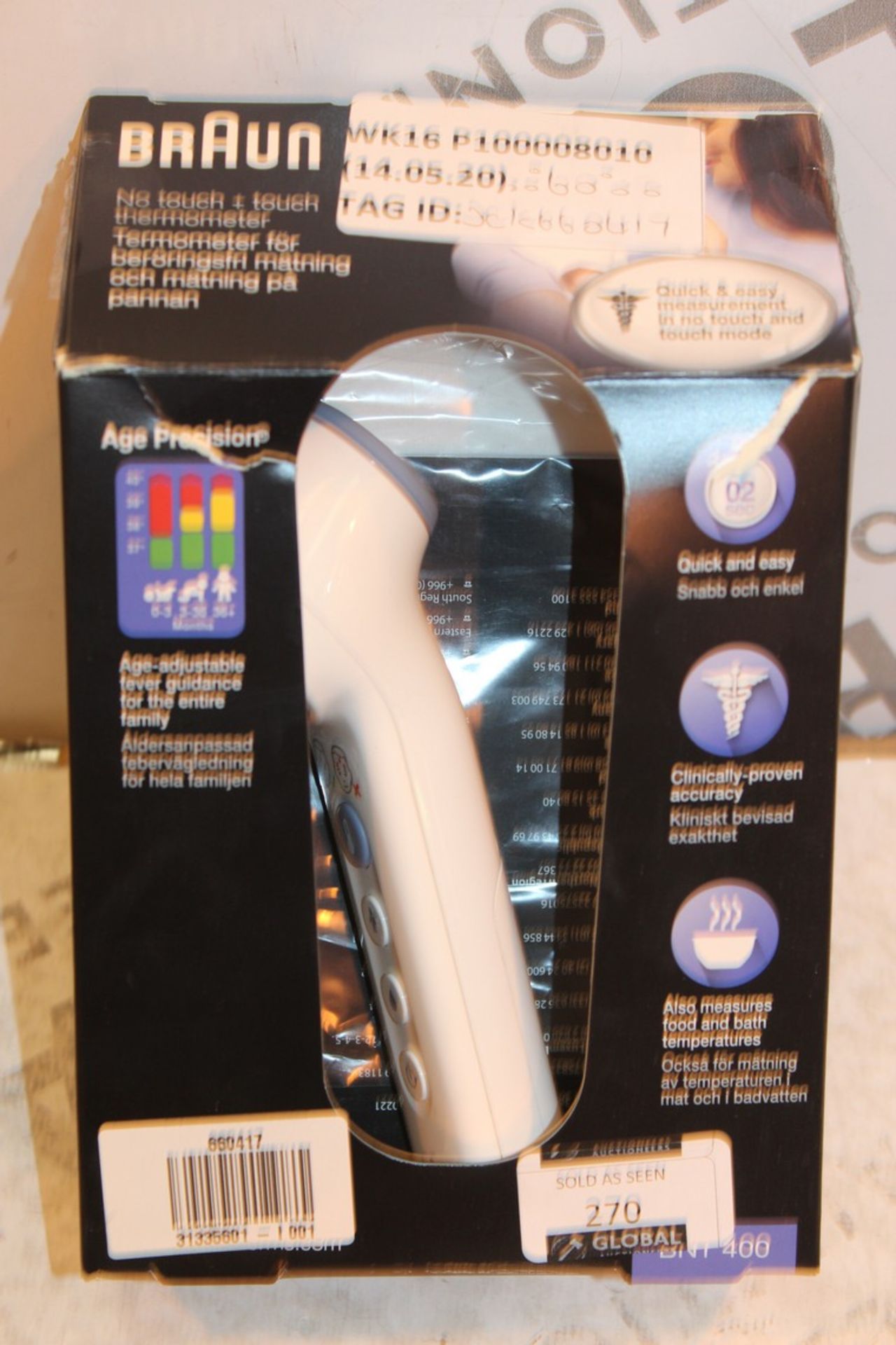 Boxed Braun No Touch Plus Touch Thermometer RRP £60 (660417) (Pictures Are For Illustration Purposes