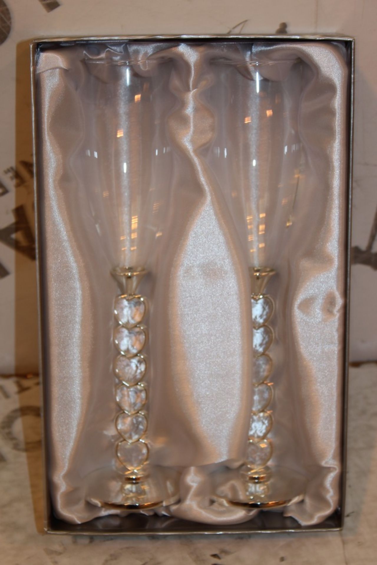 Boxed Twin Pack Heart Stem Champagne Flutes RRP £30 Each (Pictures Are For Illustration Purposes