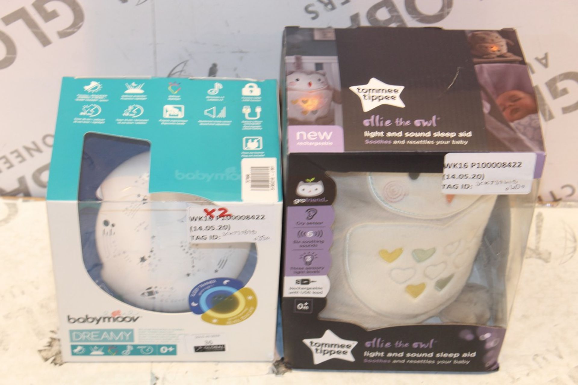 Boxed Assorted Items To Include Ollie The Owl Tommee Tippee Light And Sound Sleeping Aid And A