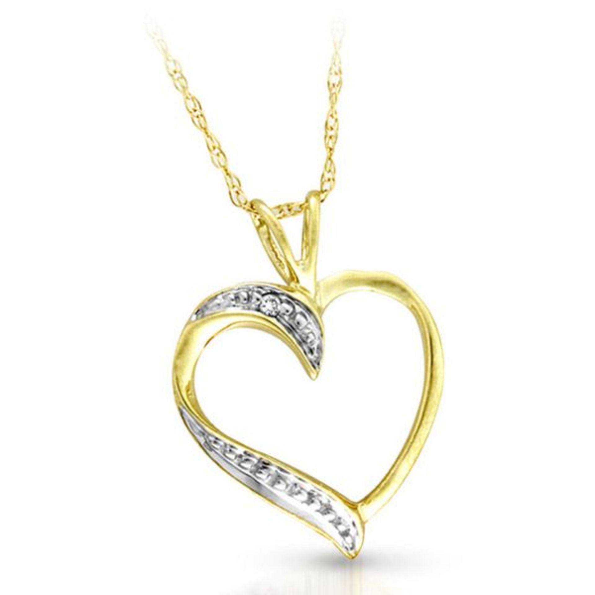 Heart Shaped Diamond 9ct Yellow Gold Pendant RRP £225