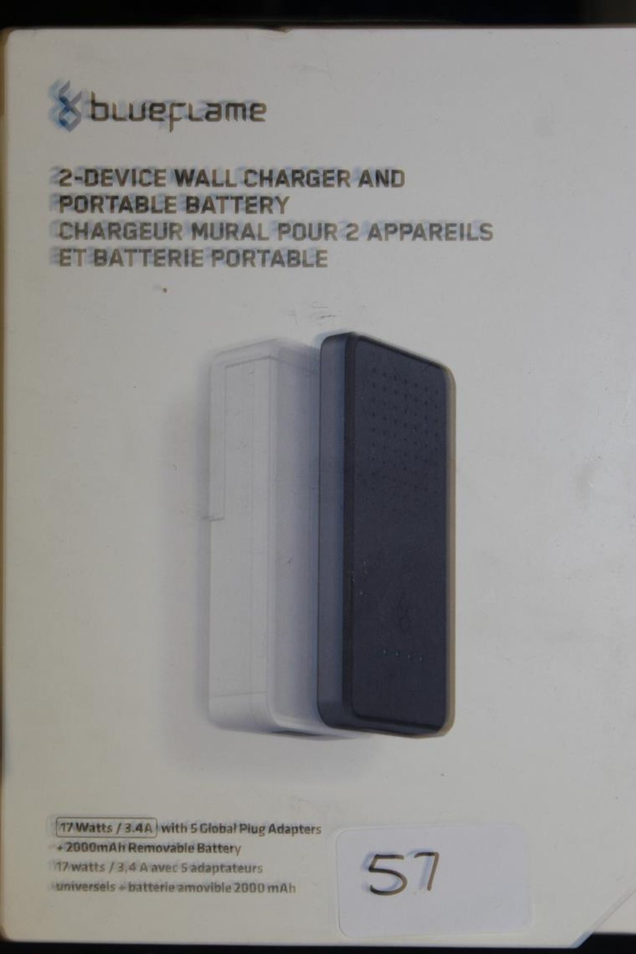 Lot To Contain 3 Boxed Blue Flame 2 Device Wall Chargers With Portable Battery Combined RRP £90 (
