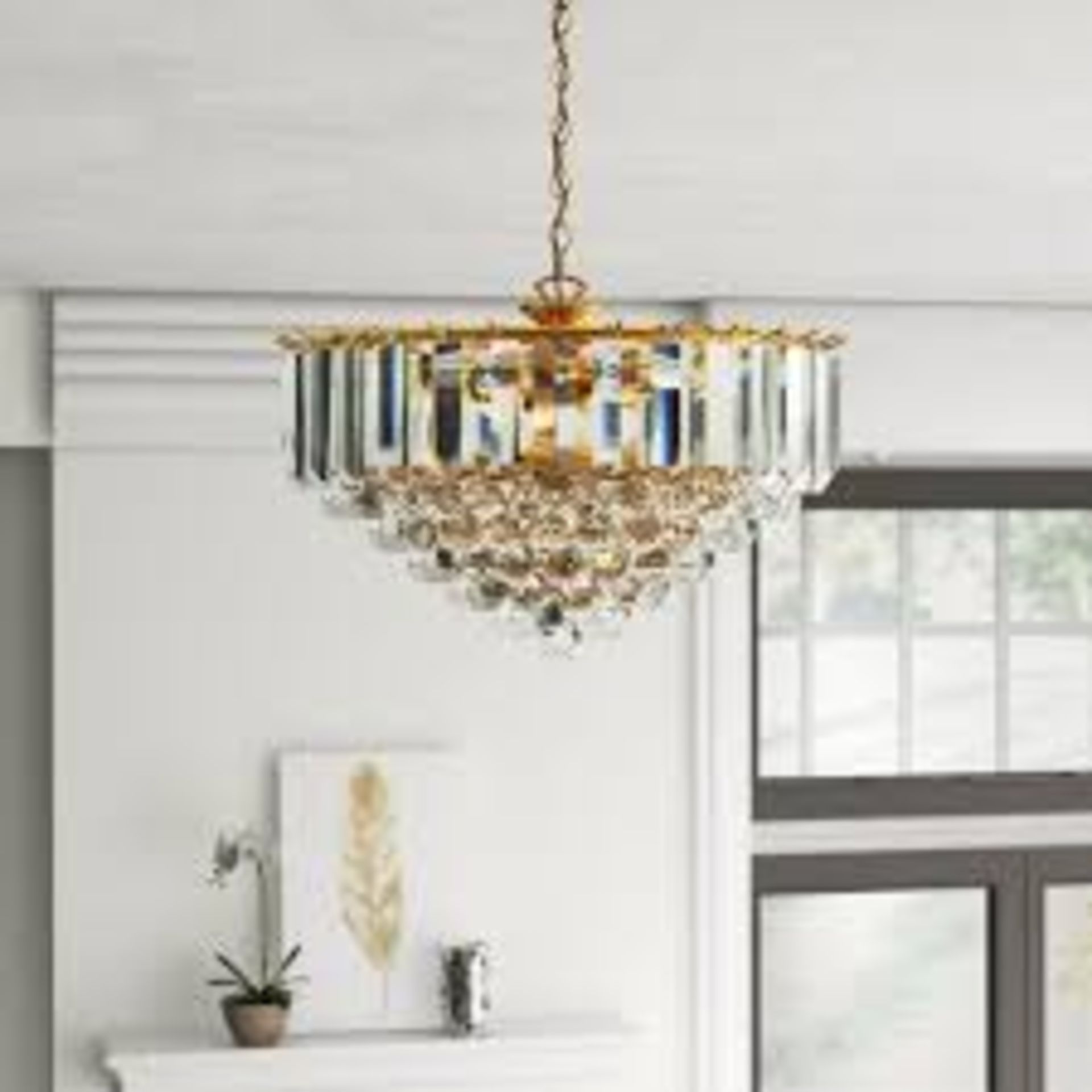 Boxed 3 Light Crystal Chandelier Light RRP £105 (1