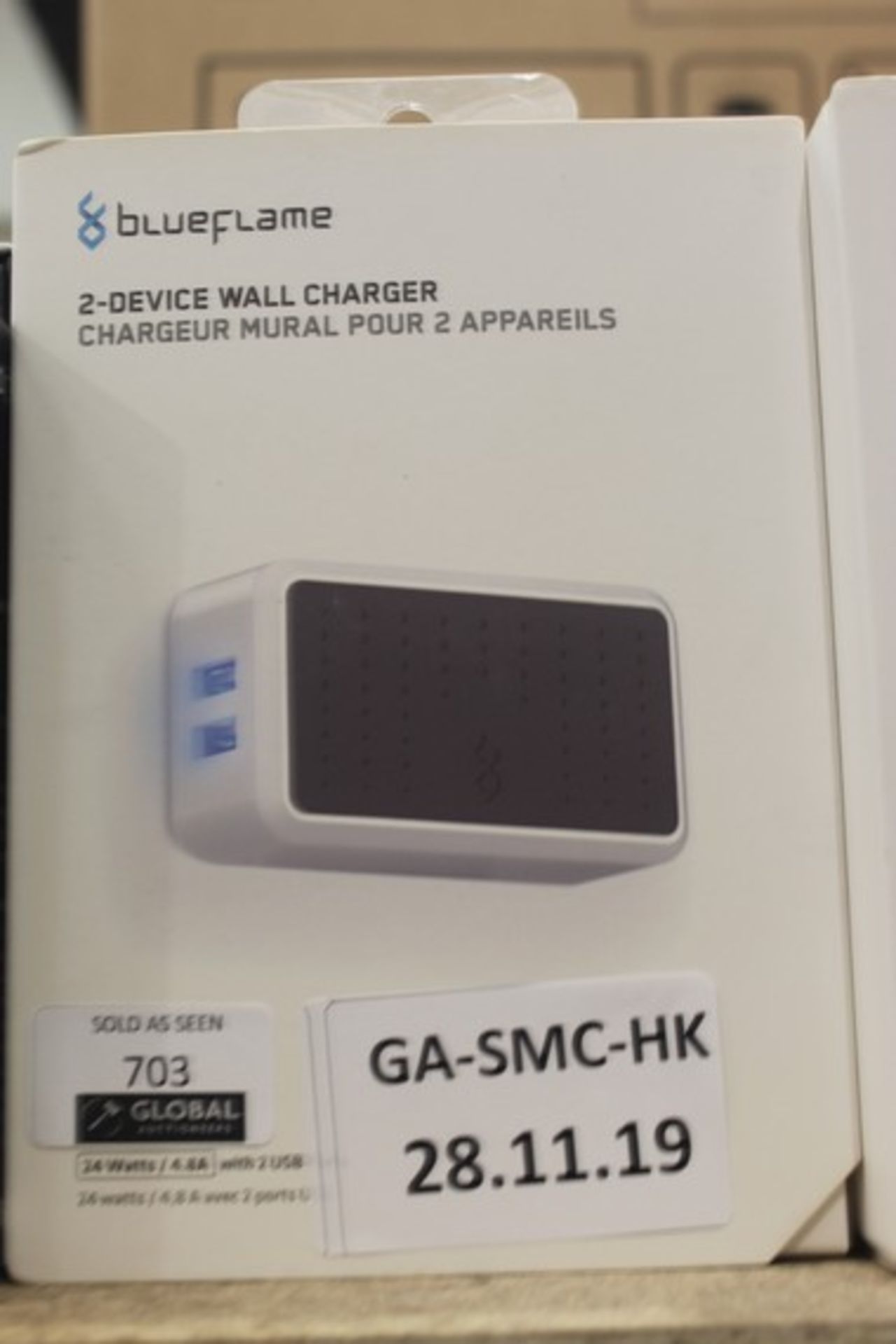 Boxed Brand New Blue Flame 2 Device Wall Chargers