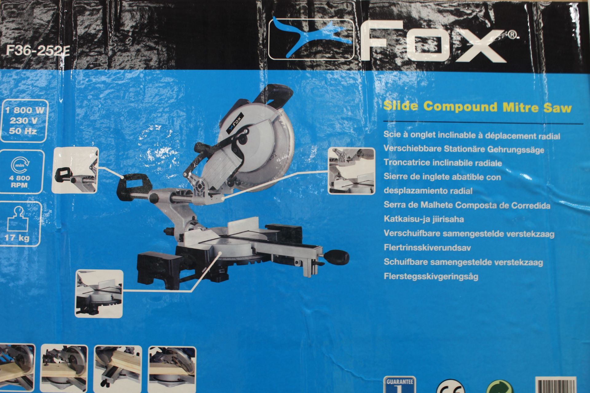 Boxed Brand New Fox F36-252E 10" 240V Sliding Comp