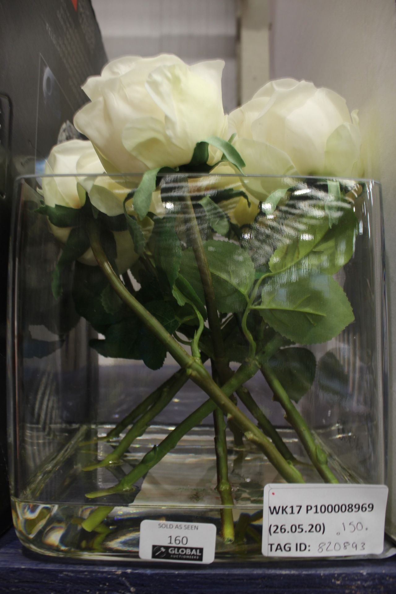 Peony Glass Vase and Artificial Flowers RRP £150 (