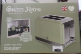 Boxed Swan Retro 2 Slice Green Toaster RRP £60 (Ap