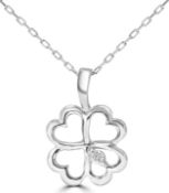 4 Heart Diamond Pendant Key In 9ct White Gold With 16 Inch Chain RRP £250