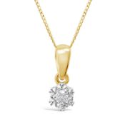 Diamond 9ct Yellow Gold Necklace With Detailed Setting And A Bright Diamond RRP £375