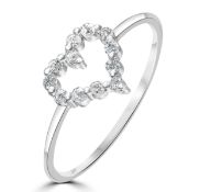 Platinum Diamond Heart Ring Size L RRP £799