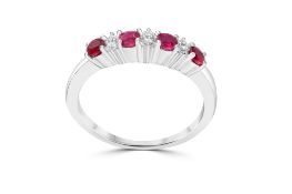 Ruby and Diamond 9ct White Gold Eternity Ring RRP £650 Size O