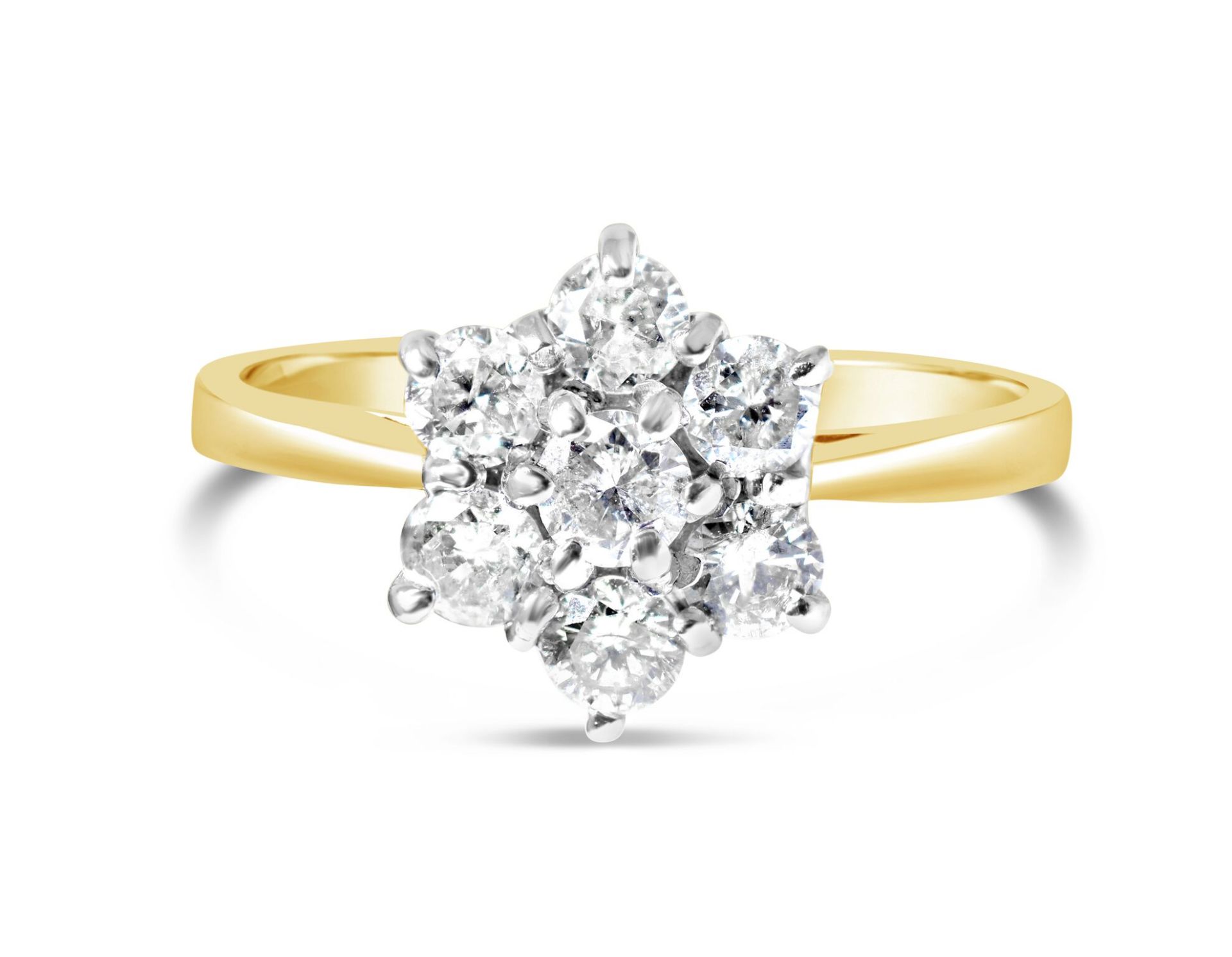 Flower Shaped Diamond 9ct Yellow Gold Ring RRP £1750 Size L
