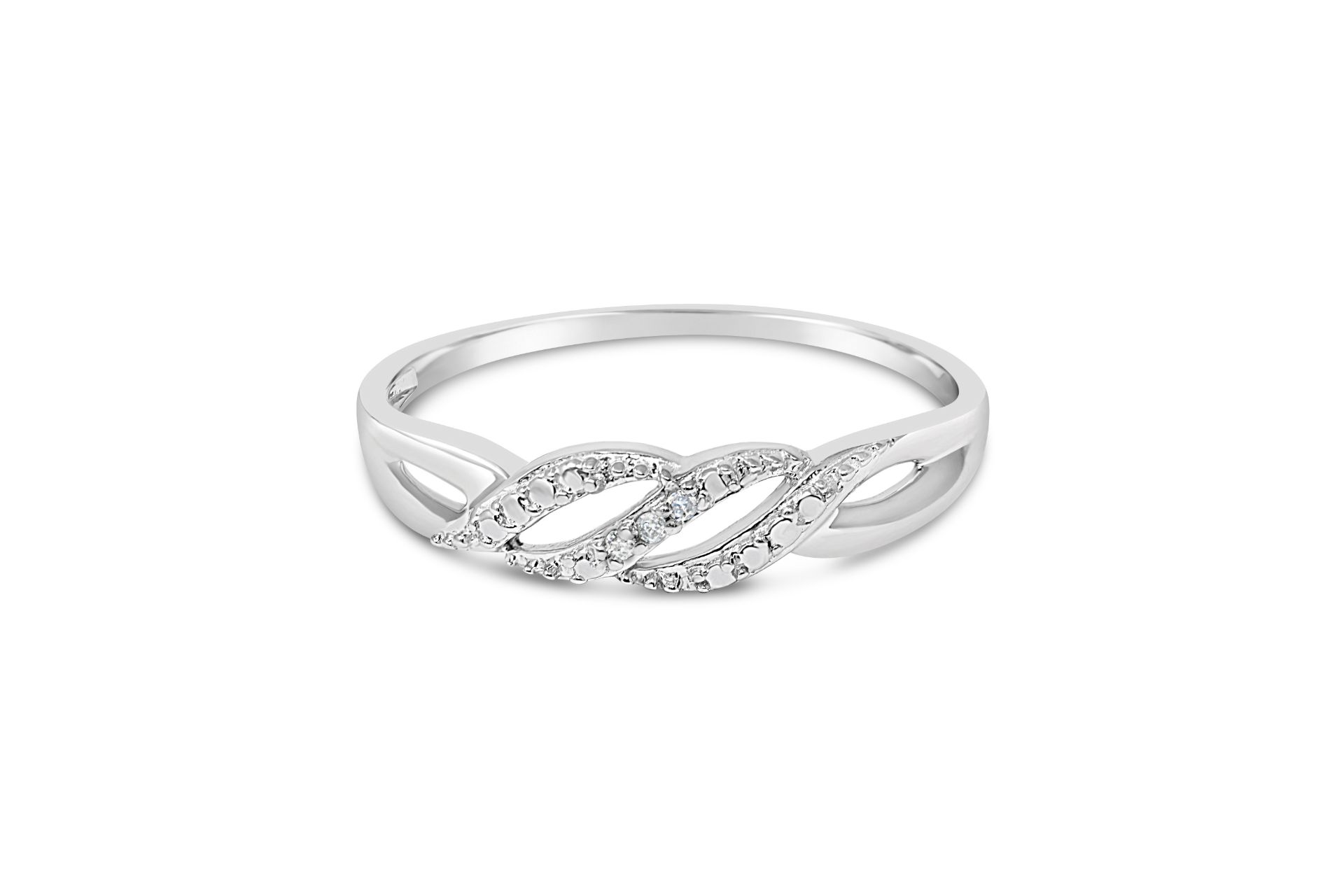 9K White Gold Diamond Ring RRP £315 Size L