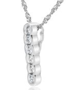 6 Stone Diamond Drop Necklace (0.31ct) Bezel Set in 14K White Gold RRP £1450