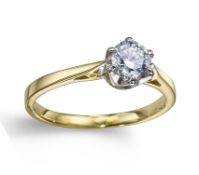 6 Claw Diamond Solitaire Engagement 9ct Yellow Gold Ring RRP £1140 Size O