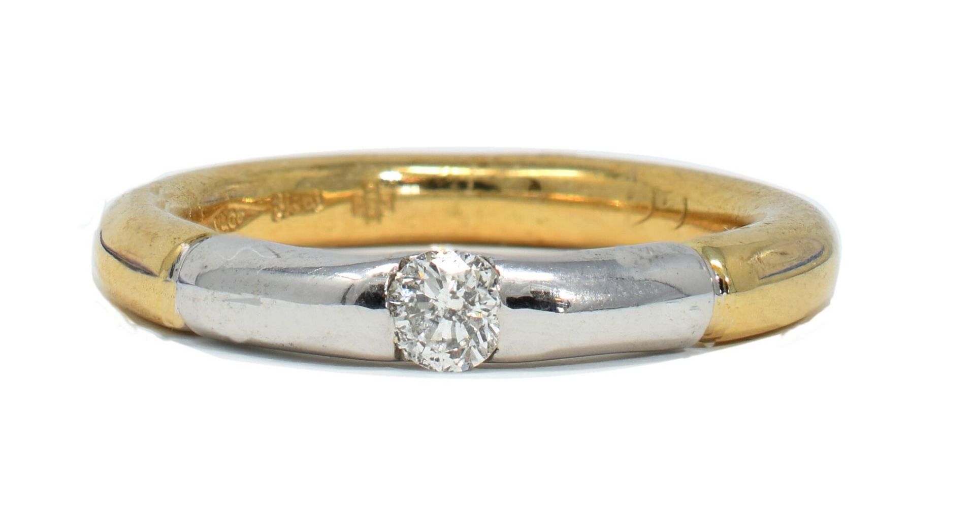 Two Tone Diamond Yellow & White Gold Ring RRP £1815 Size O