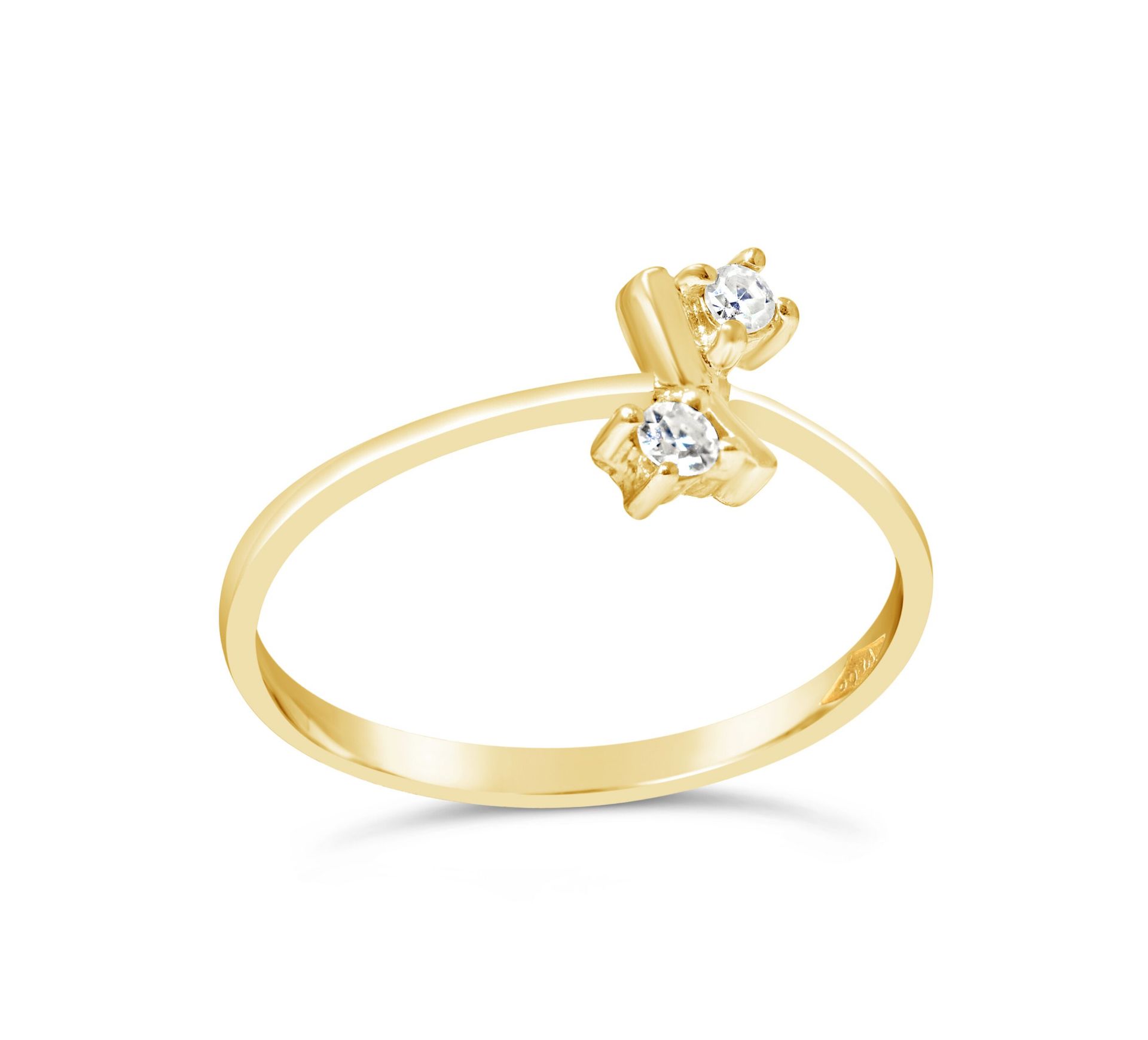 Diamond Ribbon Rwist 9ct Yellow Gold Ring RRP £375 Size M