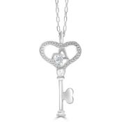 Diamond Pendant Key in 9ct White Gold With 16 Inch Chain RRP £250