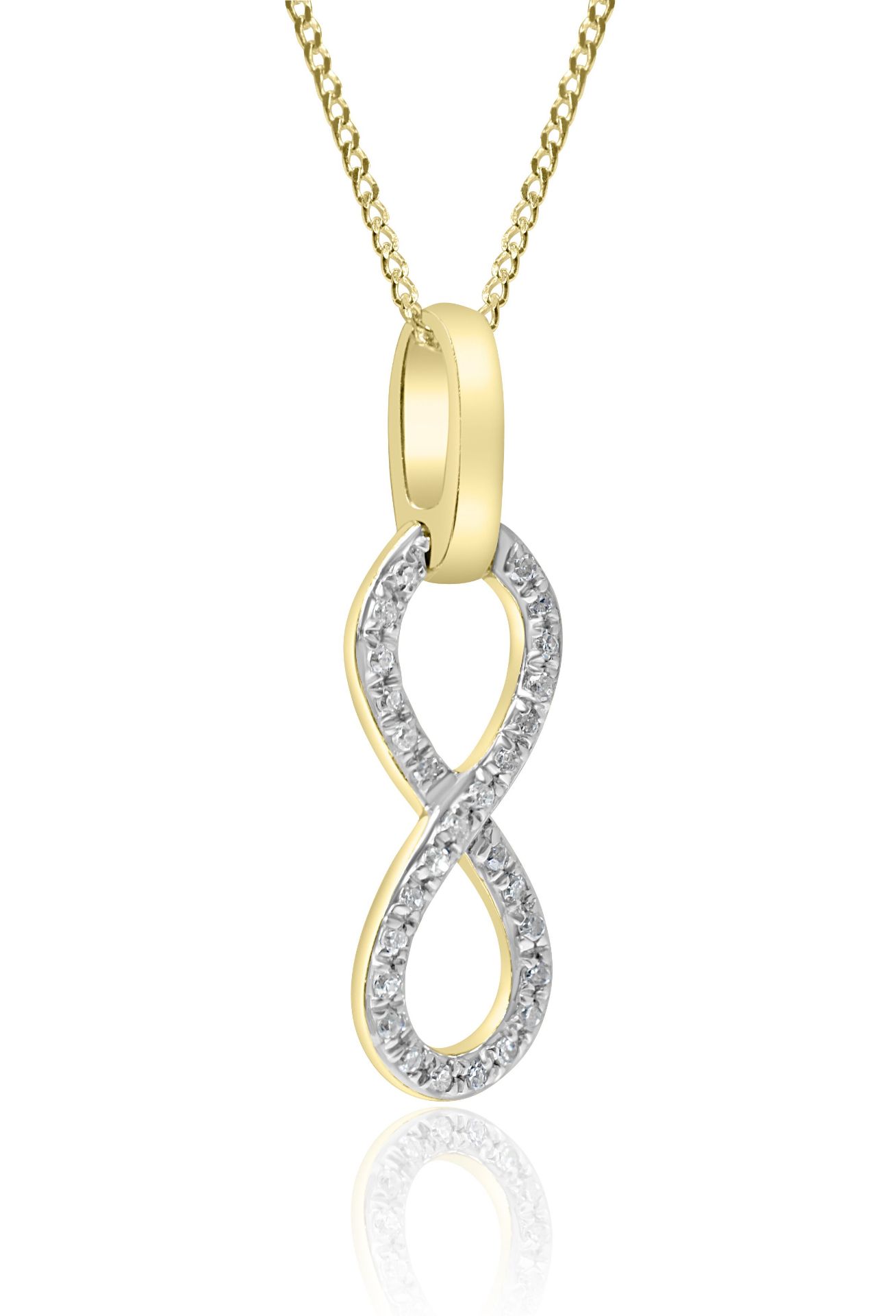 9ct Yellow Gold Diamond Infinity Pendant RRP £235