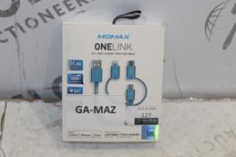 Lot To Contain 5 MOMAX 1 Link 3 In 1 Fast Charge/Sync USB Cables Combined RRP £150 (Pictures Are For