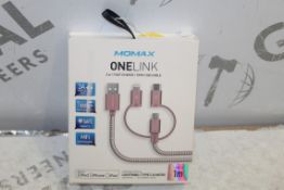 Lot To Contain 5 MOMAX 1 Link 3 In 1 Fast Charge/Sync USB Cables Combined RRP £150 (Pictures Are For