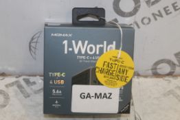 Lot To Contain 5 Momax 1 world Type C + 4 USB Travel Adapter Combined RRP £150 (Pictures Are For