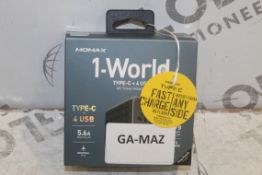 Lot To Contain 5 Momax 1 world Type C + 4 USB Travel Adapter Combined RRP £150 (Pictures Are For