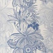 Lot To Contain 2 Brand New Rolls Of Clarke & Clarke Blue & White Hula Designer Wallpaper Combined