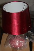 Boxed Red Crackle Base Fabric Shade Designer Table Lamp RRP £60 (18412) (Pictures Are For