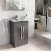 Boxed Marla 515 Floor Standing 2 Door Vanity Unit In Dark Elm RRP £220 (19344) (Pictures Are For