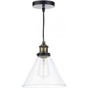 Boxed Darr Lighting Ray Antique Brass Single Pendant Light RRP £70 (14532) (Pictures For