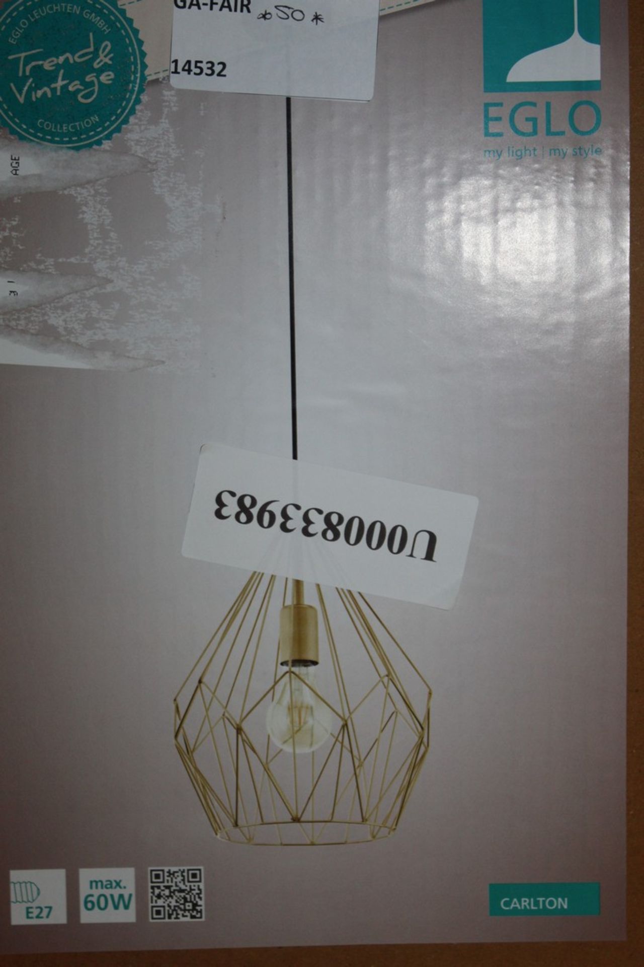 Boxed Eglo Trade And Vintage Carlton Geometric Pendant Shade RRP £50 (14532) (Pictures For