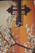 Cherry Blossom By Japanese Lake Canvas Wall Art Picture RRP £50 (14953) (Pictures Are For