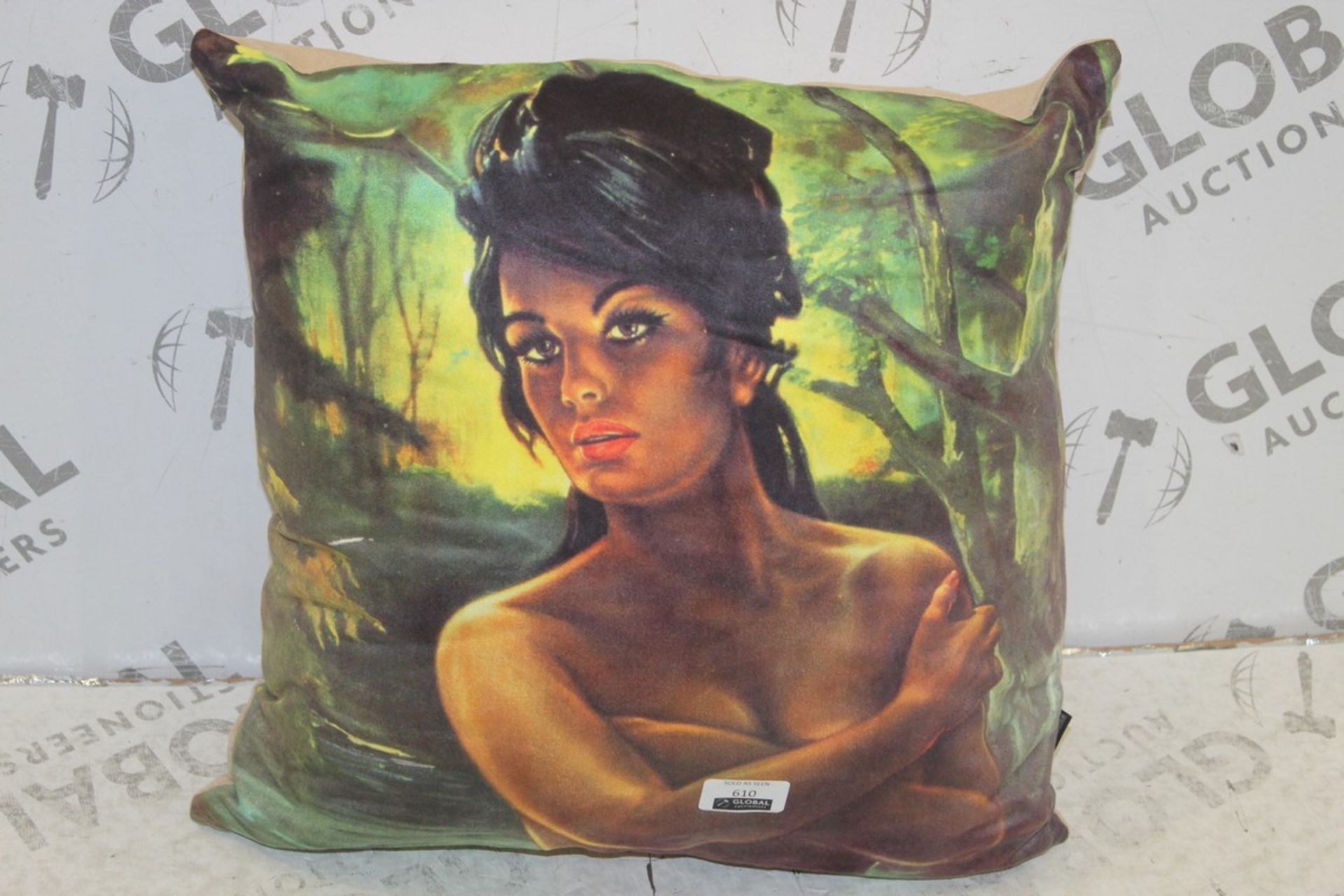 Lot To Contain 2 AMZ Relative Half Naked Lady Designer Scatter Cushions Combined RRP £50 (Pictures