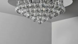 Boxed Dark Lighting Chrome 6 Light Semi Flush Clear Crystal Ball Ceiling Light RRP £60 (Pictures Are